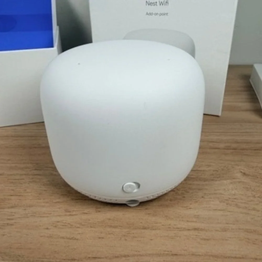 Google Nest Wifi Add-on Point Snow White H2E AC1200 Smart Speaker Mesh Extender